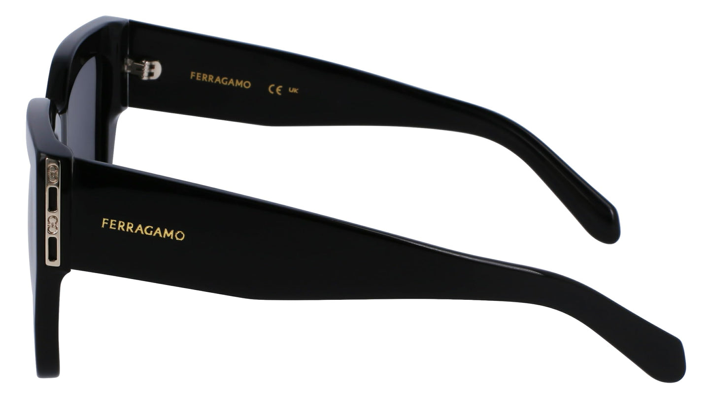 Salvatore Ferragamo Unisex Sunglasses, 001 Black, 55