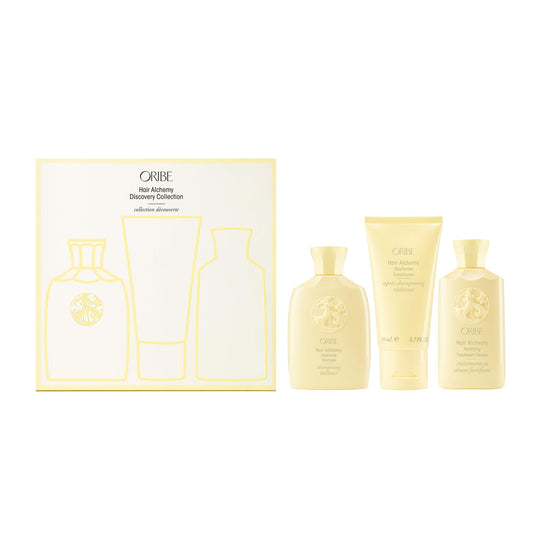 Oribe Hair Alchemy Discovery Travel Set - Prevents Breakage & Strengthens Weak, Fragile Hair - Hydrates & Softens - Strengthening Shampoo (2.5 oz)