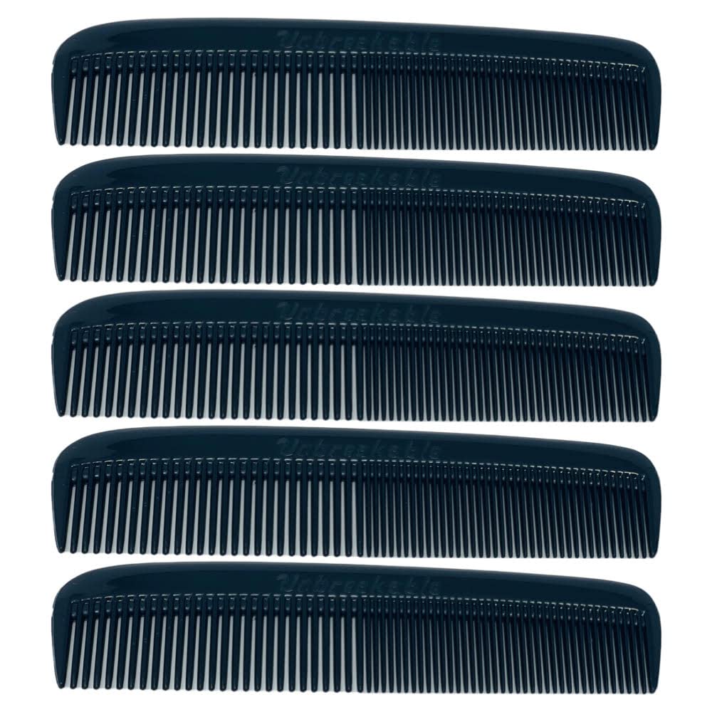 GENTS (5 Pack) Pocket Comb Black Unbreakable Round Teeth Course Fine Pocket Beard & Mustache Combs for Men's Hair | Sideburns Travel-Friendly Beauty and Personal Care G.B.S Default Title