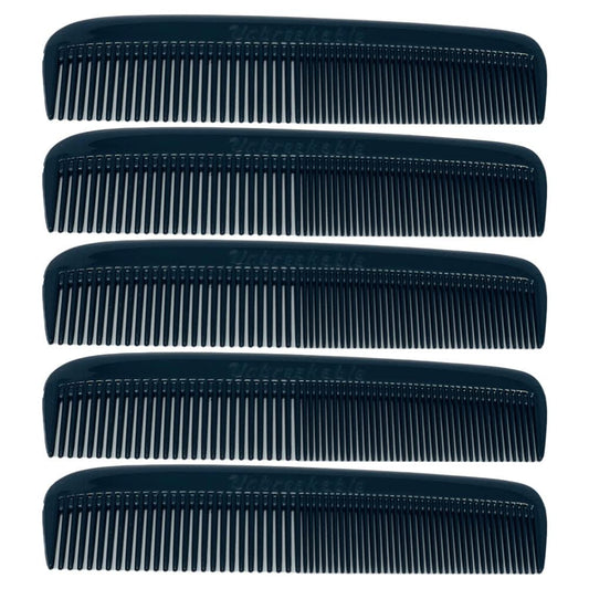 GENTS (5 Pack) Pocket Comb Black Unbreakable Round Teeth Course Fine Pocket Beard & Mustache Combs for Men's Hair | Sideburns Travel-Friendly Beauty and Personal Care G.B.S Default Title