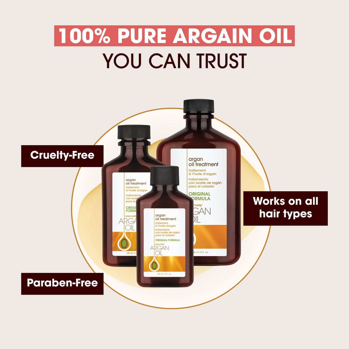 One 'N Only Argan Oil Hair Treatment - Lightweight & Hydrating Hair Oil for Natural, Wigs & Extensions - Shine Enhancing, Heat Protectant & Frizz