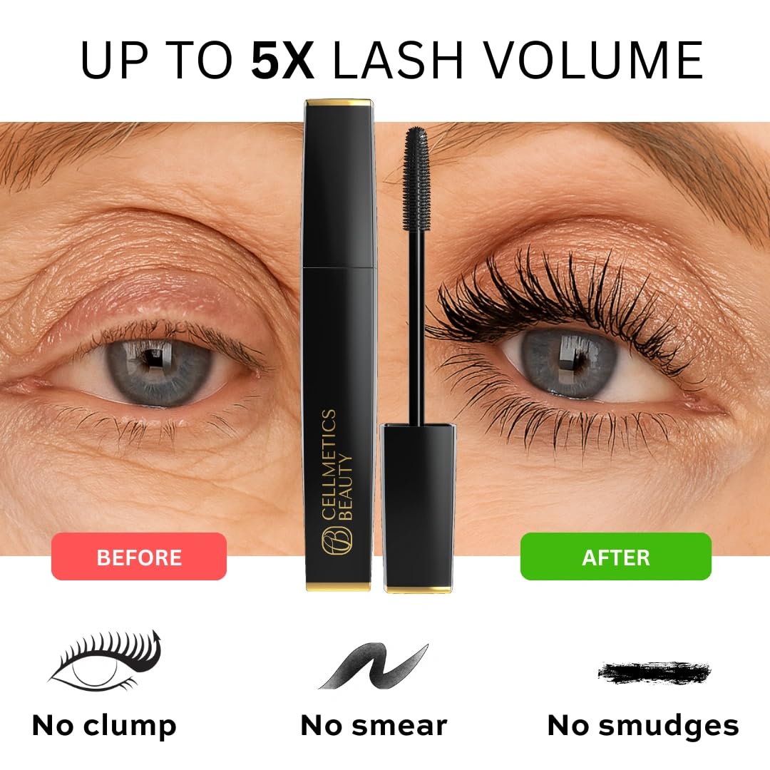 Cellmetics Mascara for Older Women 60 Plus, Volumizing & Lengthening Mascara with Lash Growth Effect, Hypoallergenic, Smudge-Free and Gentle Beauty and Personal Care CELLMETICS BEAUTY