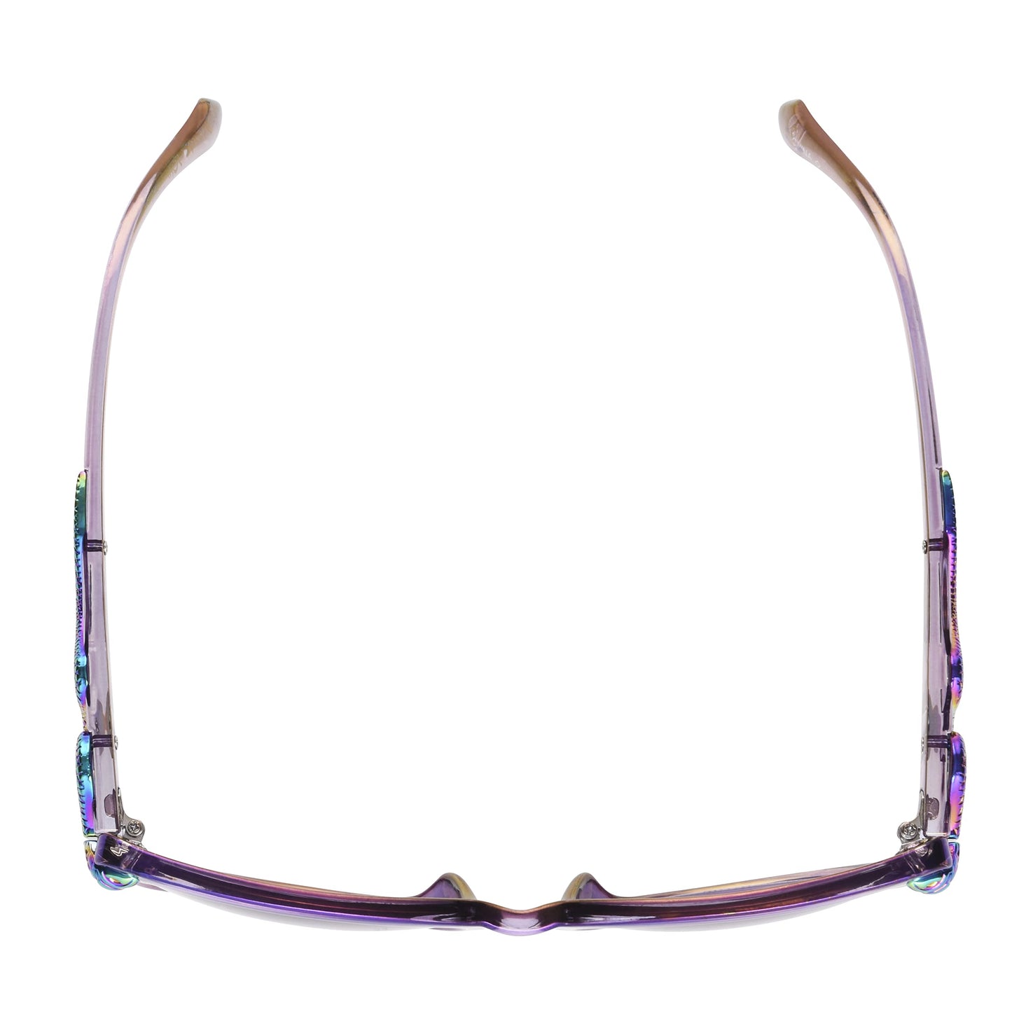 Betsey Johnson Women's Serpentine Cat Eye Sunglasses, Purple Crystal with Oil Slick Snakes, 56mm