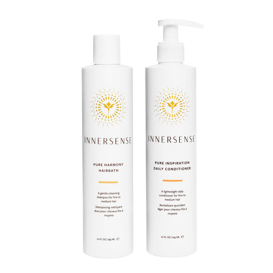 INNERSENSE Organic Beauty - Pure Harmony Hairbath Shampoo + Inspiration Conditioner Duo | Non-Toxic, Cruelty-Free, Clean Haircare (10 fl oz each)