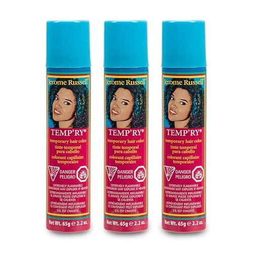 Jerome Russell Temp’rye Silver Temporary Hair Color Spray - Intense Spray-On Fast-Drying Non-Sticky, Cruelty-Free BPA-Free, 2.2 oz, 3 Pack