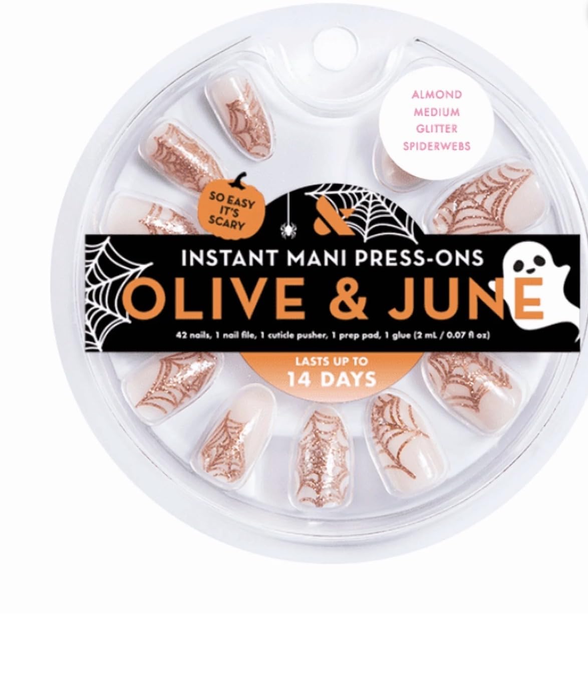 Olive & June Instant Mani Medium Almond Press-on Nails, Glitter Spiderwebs, 42 Pieces Beauty & Personal Care Olive & June