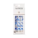 KISS imPRESS No Glue Mani Press On Nails, Design, 'Mesmerize', Blue, Medium Size, Coffin Shape, Includes 30 Nails, Prep Pad, Instructions Sheet, 1