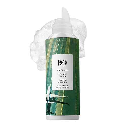 R+Co Aircraft Pomade Mousse - Lightweight Non-Sticky Styling Foam for Texture, Volume & Definition - Anti-Frizz Heat Protectant for Lived-In Hair