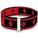Buckle-Down Women's Cinch Belt Harley Quinn Diamonds Stripe Red 23 to 42 Inch, Multicolor