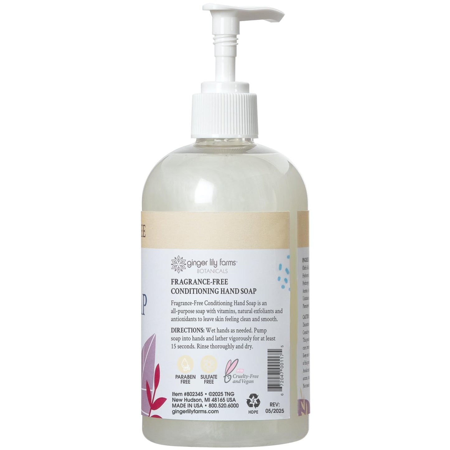 Ginger Lily Farms Botanicals All-Purpose Liquid Hand Soap, 100% Vegan & Cruelty-Free, Fragrance-Free, 12 fl oz (Pack of 6)