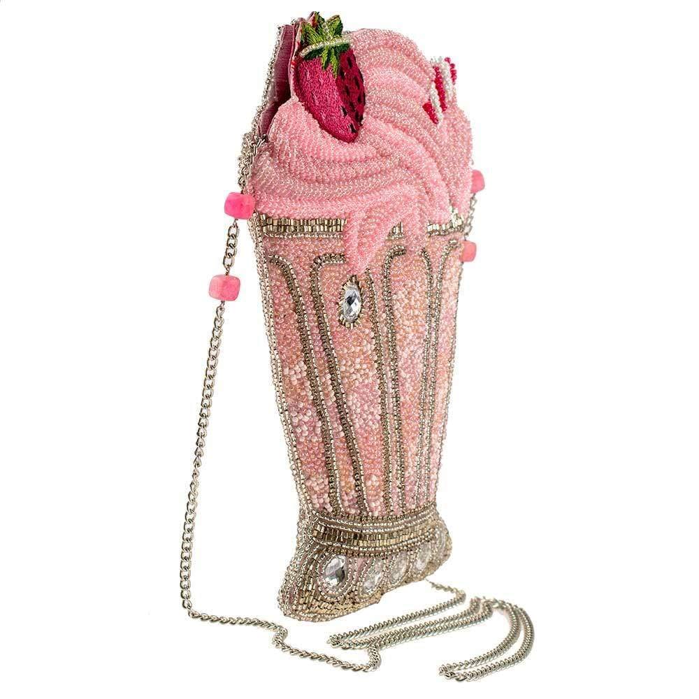 Mary Frances Shake It Up Beaded Milkshake Crossbody Novelty Handbag, Pink