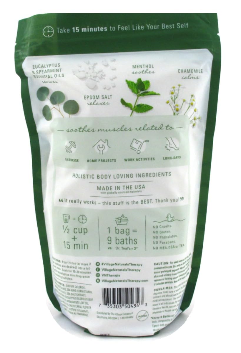Village Naturals Bath Soak Muscle 2-in-1 Epsom Salt 36 Ounce Bag (1064ml) (Pack of 6) Beauty and Personal Care Village Naturals Therapy
