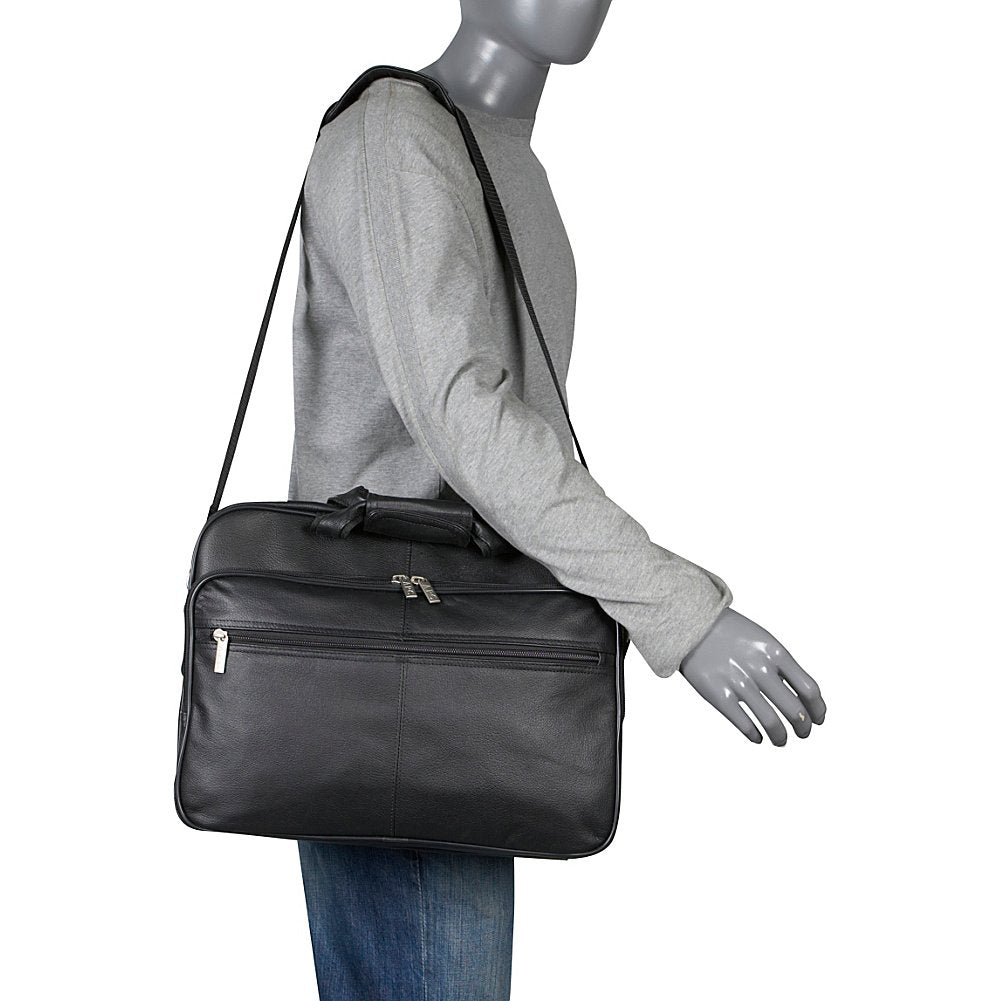 Black Leather Laptop Softside Briefcase (#48)