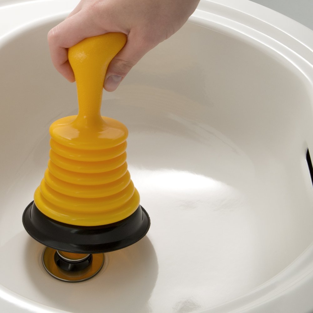 PlumbCraft 11" Mini Drain Plunger – Sink & Drain Clog Remover with Handle for Kitchen & Bathroom – Bellows Design, DIY Tool
