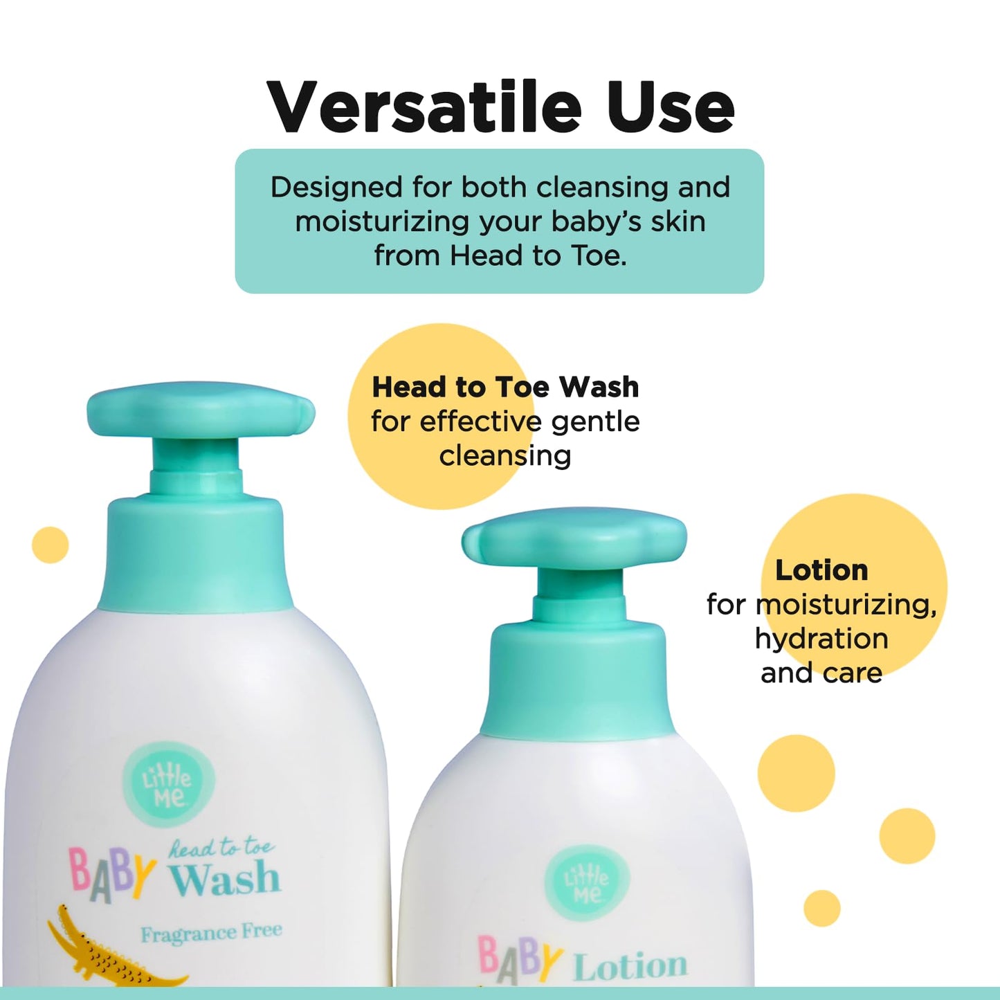 Little Me 2 Pack Set Baby Fragrance Free Head to Toe 500ml 3-In-1 Wash & 360ml Baby Lotion