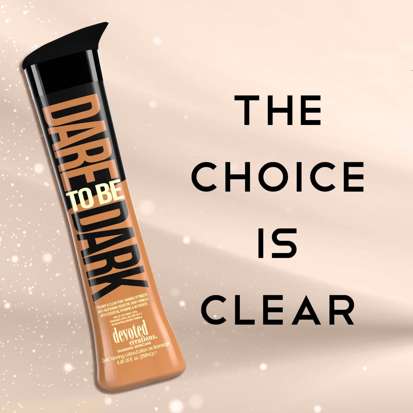 Devoted Creations Dare to be Dark Tanning Lotion - Creamy and Clear Pure Tanning Optimizer, Anti-Reddening, Sensitive Skin Formula with Essential