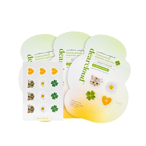 dearcloud Hydrocolloid Blemish Patches - 36 Count - Pimple Patches for Face, Acne Spot Treatment With Niacinamide & Salicylic Acid (Picture Perfect