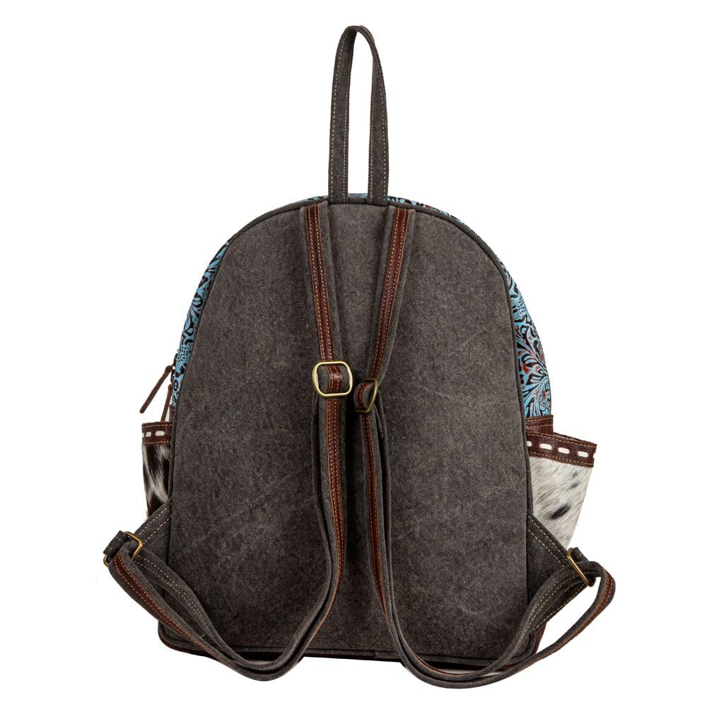 Myra Bag Backpack Bag for Women - Western Upcycled Hairon & Leather Bag Charcoal Gray