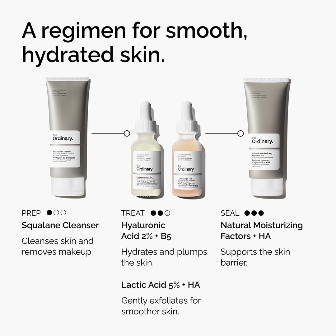 The Ordinary Lactic Acid 5% + Hyaluronic Acid 2%, Gentle Exfoliating Serum for Smoother Skin, 1 Fl Oz Beauty and Personal Care The Ordinary
