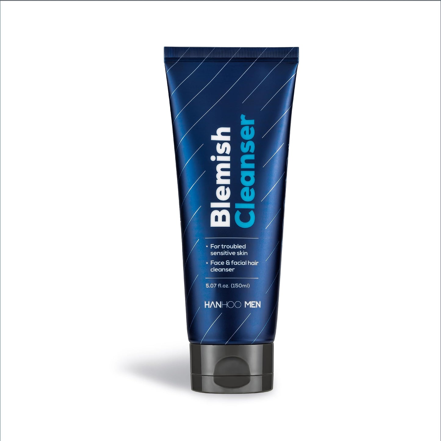 Hanhoo Men’s Blemish Cleanser, 5.07 Fl. Oz., with Bamboo, Sea Salt, and Hyaluronic Acid, Daily Facial Cleanser, Clears Away Dirt and Oil, Pre-Shave