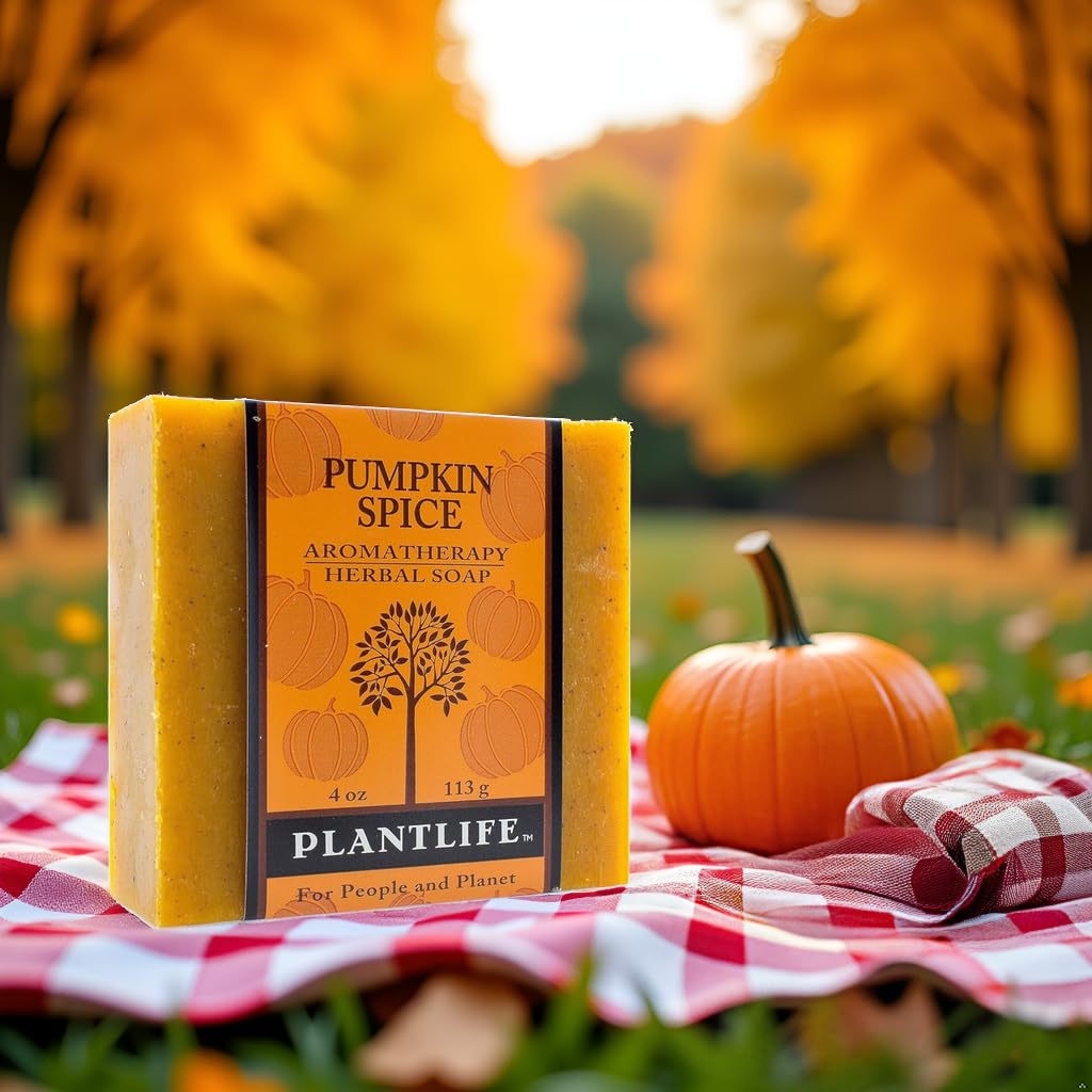 Plantlife Pumpkin Spice Bar Soap - Moisturizing and Soothing Soap for Your Skin - Hand Crafted Using Plant-Based Ingredients - Made in California 4oz