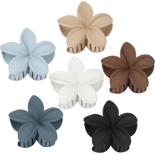 Sisiaipu Hair Clip, 6 Pcs Large Plumeria Flower Claw Clips for Thick Medium Hair - Blue Brown Beach Hair Accessories for Women and Girls Beauty and Personal Care Sisiaipu Default Title