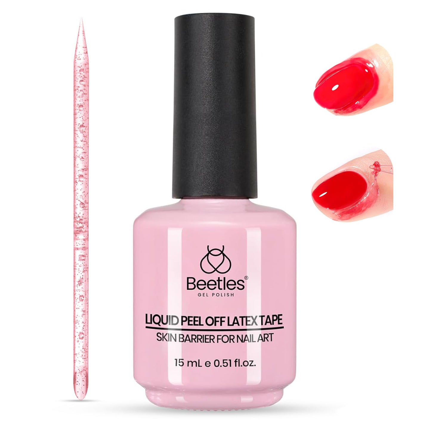 Beetles Liquid Latex for Nail 15ml - Peel Off Nail Polish Cuticle Guard with Plastic Care Stick Nails Design Air-Dry Barrier for Protector Fingers Beauty and Personal Care beetles Gel Polish Default Title