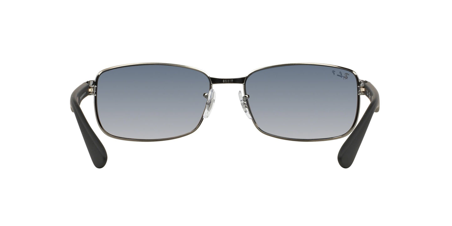 Ray-Ban RB3478 Rectangular Sunglasses, Gunmetal Frame/Blue Polarized Lens, 60 mm