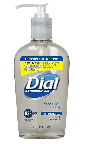Dial Professional Sensitive Skin Antibacterial Liquid Hand Soap, 7.5 OZ Pump Bottle (Pack of 12)