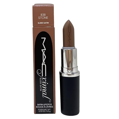 MAC Cosmetics M.A.Cximal Sleek Satin Lipstick - 838 Stone (Muted greyish taupe brown) 0.12 oz / 3.5g