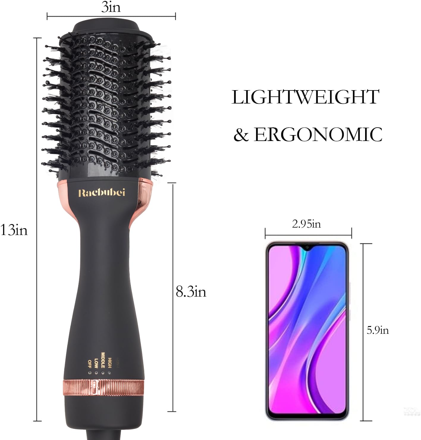 Blow Dryer bruch,One Step Hair Dryer and Volumizer with Salon Negative Ionic for Straightening, Professional Hot Air Brush for Men and Women (Black?