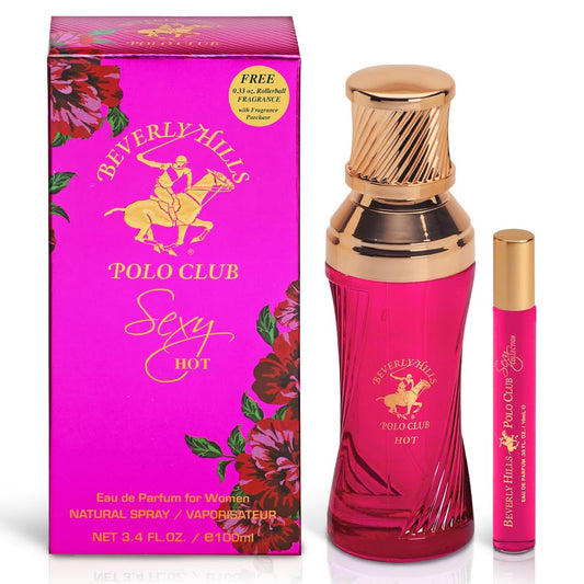 Beverly Hills Polo Club SEXY HOT - Cologne for Women with Notes of Amber & Vanilla - Sweet & Seductive Fragrance Scent - Eau De Toilette Spray 3.40fl.oz / 100ml (Packaging May Vary)