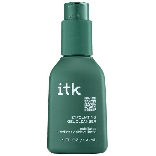ITK Exfoliating Facial Gel Cleanser - Face Wash to Brighten + Smooth Skin - Dissolves Makeup + Grime Gently- Even-Toned Skin - Glycolic Formula Beauty & Personal Care ITK