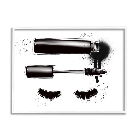 Stupell Industries Glam Mascara Lashes Makeup Framed Wall Art, Design by Alison Petrie
