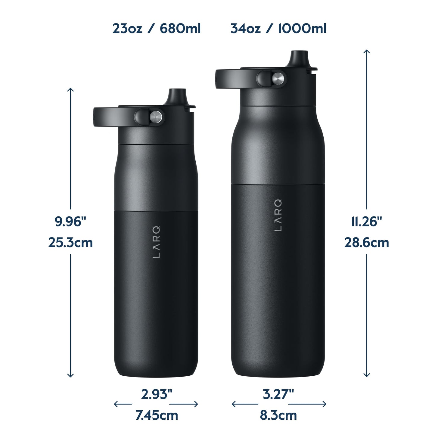 LARQ Bottle Swig Top 34oz - Insulated Stainless Steel Water Bottle With Built-In Silicone Handle | BPA Free | Reusable Water Bottle for Sports, Gym