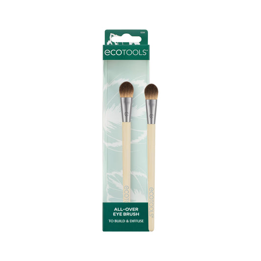 EcoTools All Over Eye Brush, Fluffy Eyeshadow Brush for Blending Lid & Crease Color, Soft Synthetic Bristles for Everyday Eye Makeup, Sustainable