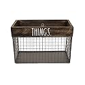 Rae Dunn by Designstyles Wire Storage Basket - Metal and Solid Wood Organizer - Decorative Folder Bin - for Office, Bedroom, Living Room, Closet…
