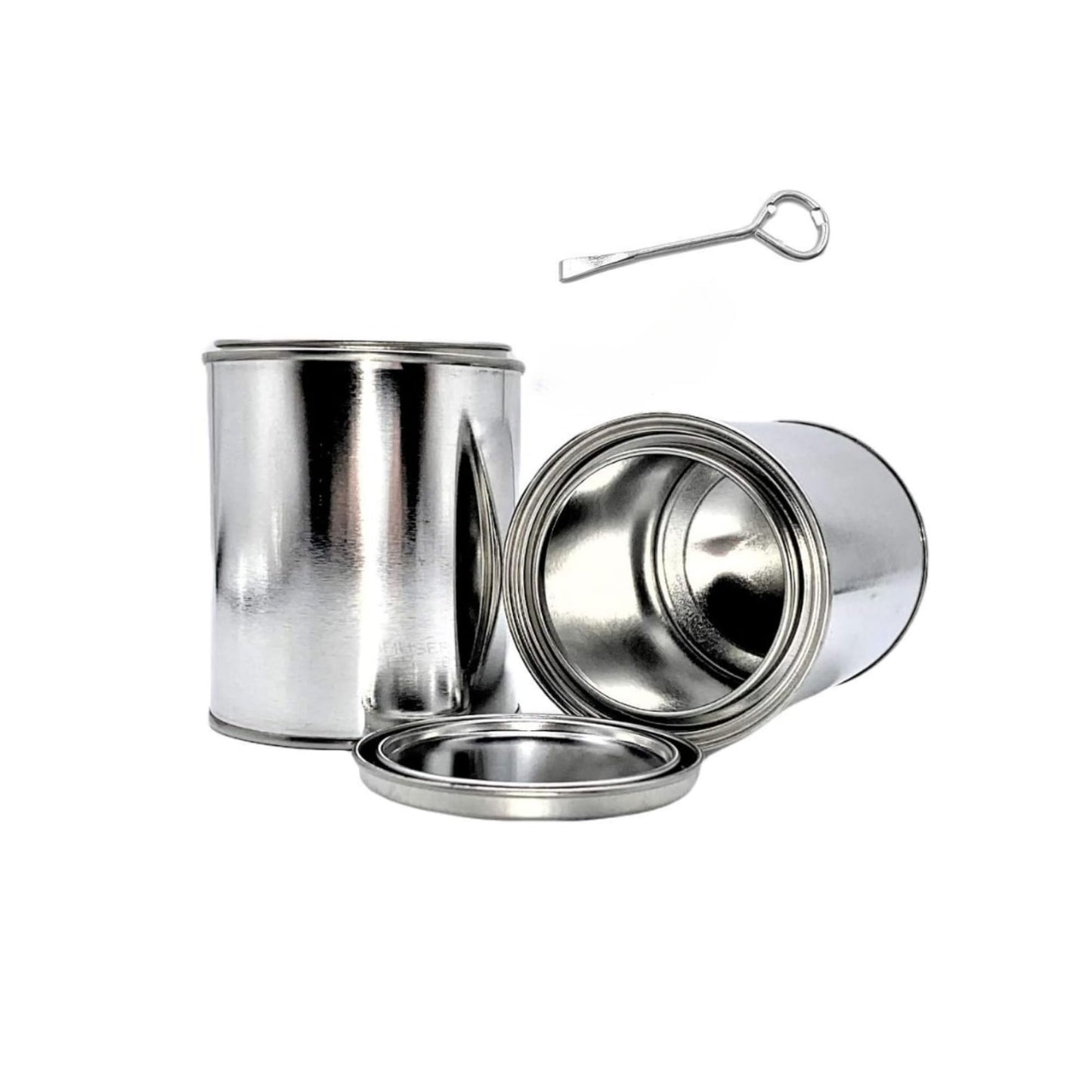 Blysk Empty Metal Cans with Lids - 16 oz/Pint Size, Unlined, Airtight Seal, Can Opener Included 6 Pack
