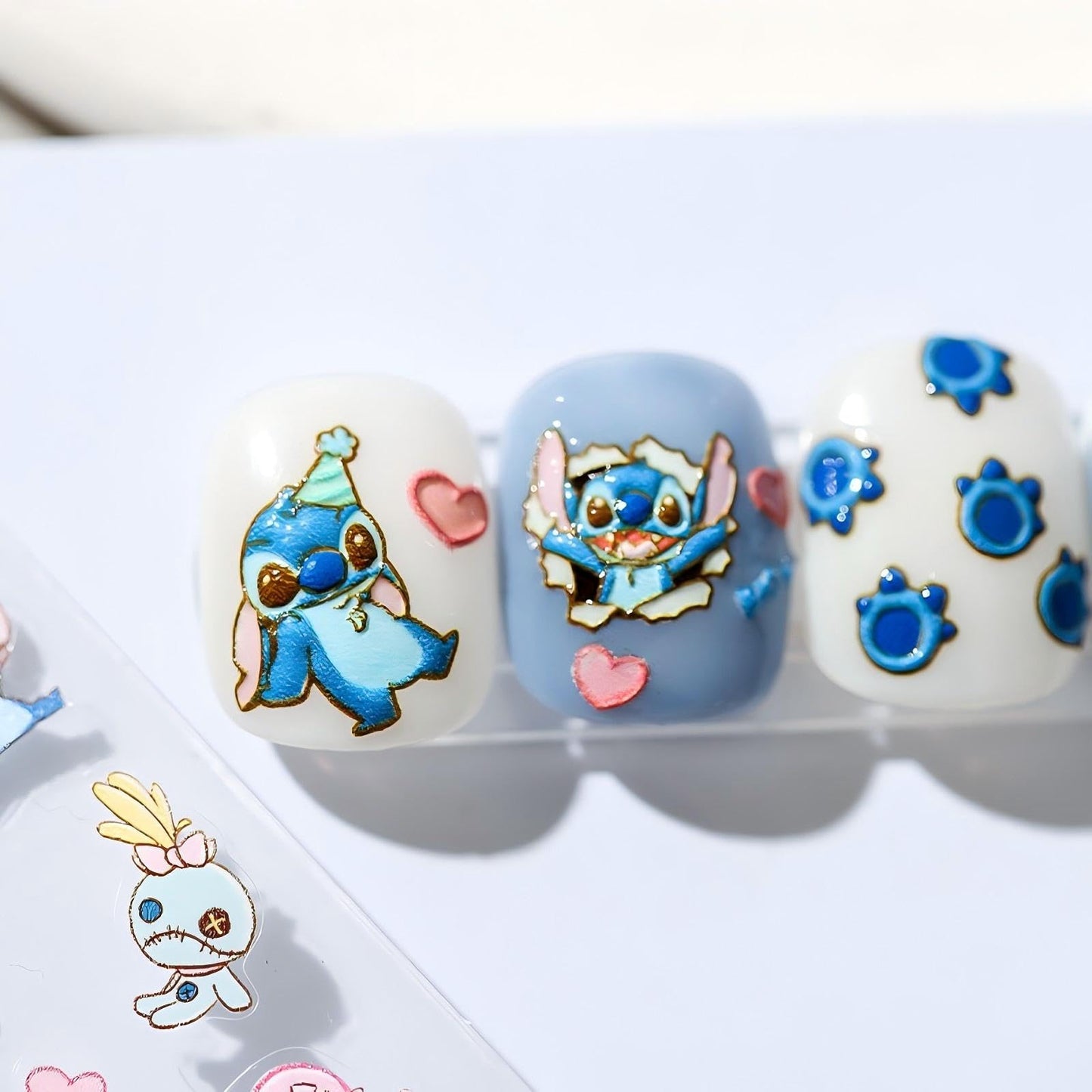 Dedyel 5D Embossed Cute Nail Art Stickers Cartoon Kawaii Design Anime Self Adhesive Nail Stickers for Women Kids Girls Nails Art Decorations