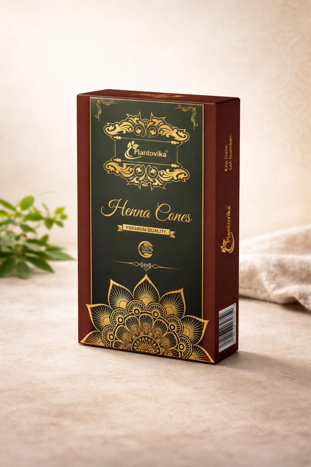 Plantovika Henna Cone Made from 100% Natural Leaves | Fresh Ready-to-Use Pre-Filled Paste, Henna Tube | Dark Reddish Brown | No Additives | Long Beauty and Personal Care Plantovika
