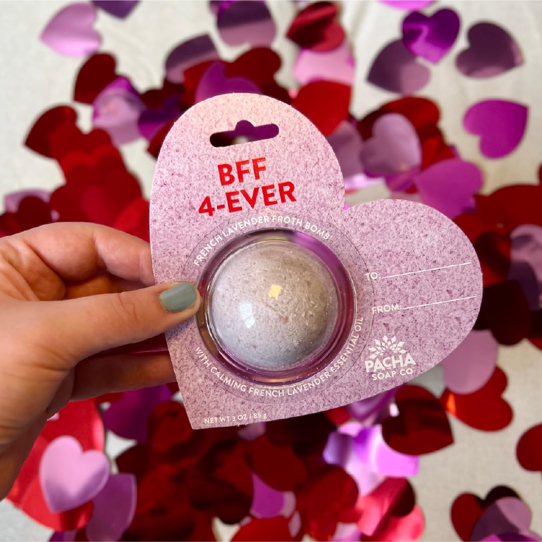 PACHA SOAP Co. Bath Bomb Cards, BFF 4-Ever, 3-Pack - Scents of French Lavender, Hearts, Nourishing, Moisturizing, Naturally Derived & Handcrafted…