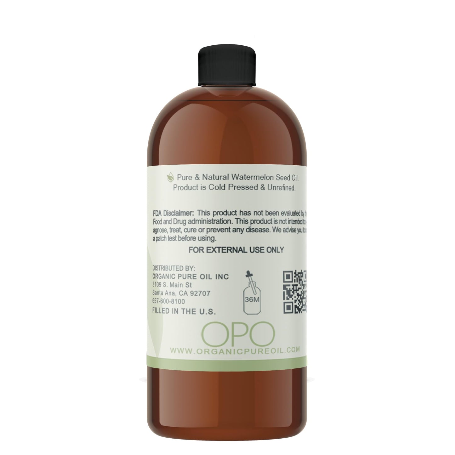 Watermelon Seed Oil - 32 oz - 100% Pure, Unrefined, All Natural, Non GMO, Bulk, Organically Sourced, Vegan, Carrier Oil for Face Scalp Hair Skin Nails