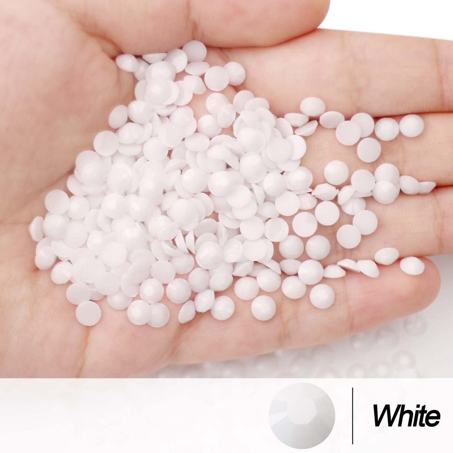 AUREHEN 10000PCs 2-6MM White Resin Flat Back Rhinestones, Round Non Hotfix Resin Rhinestones Nail Gems Stones with Tweezer & Picker Pen for Tumblers
