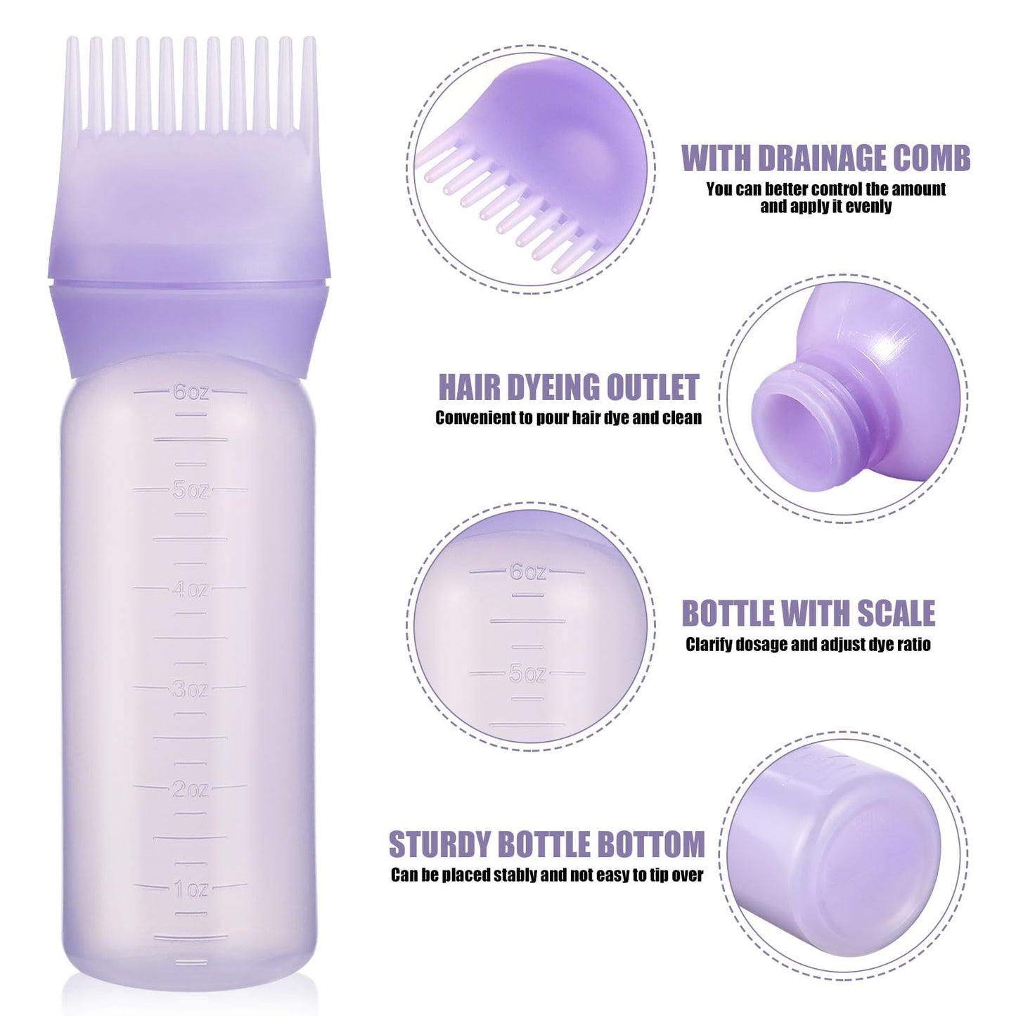Pimoys 6Oz Root Comb Hair Dye Oil Applicator Bottles for Scalp, Purple Beauty and Personal Care Pimoys