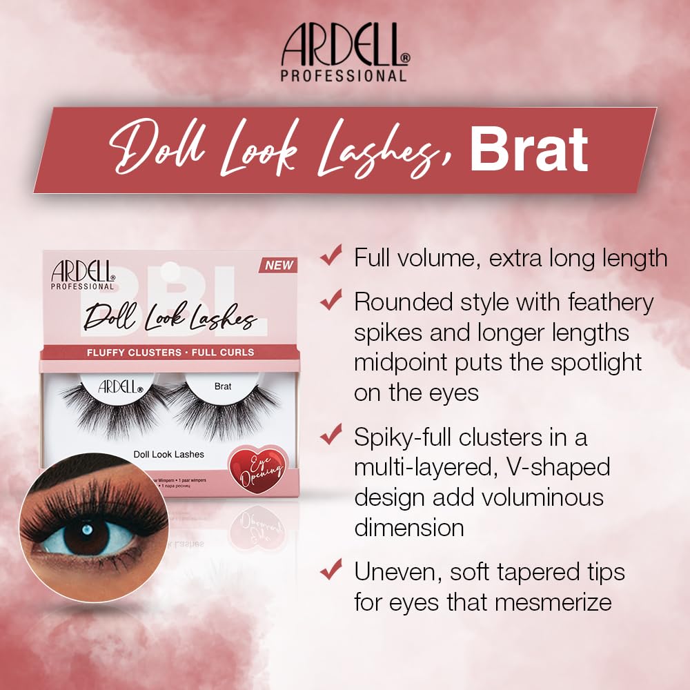 Ardell Doll Look Lashes, Brat Style - Fluffy Doll Eyelashes with Full Curls, Eye-Opening Doll Eye Lashes Strip, 1 Pack