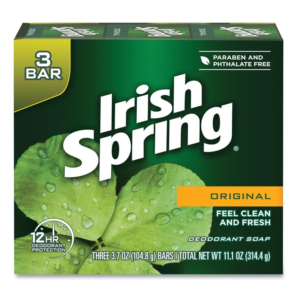 Irish Spring Original Deodorant Bar Soap, 11.25 Ounce - 3 per Pack - 18 Packs per case.