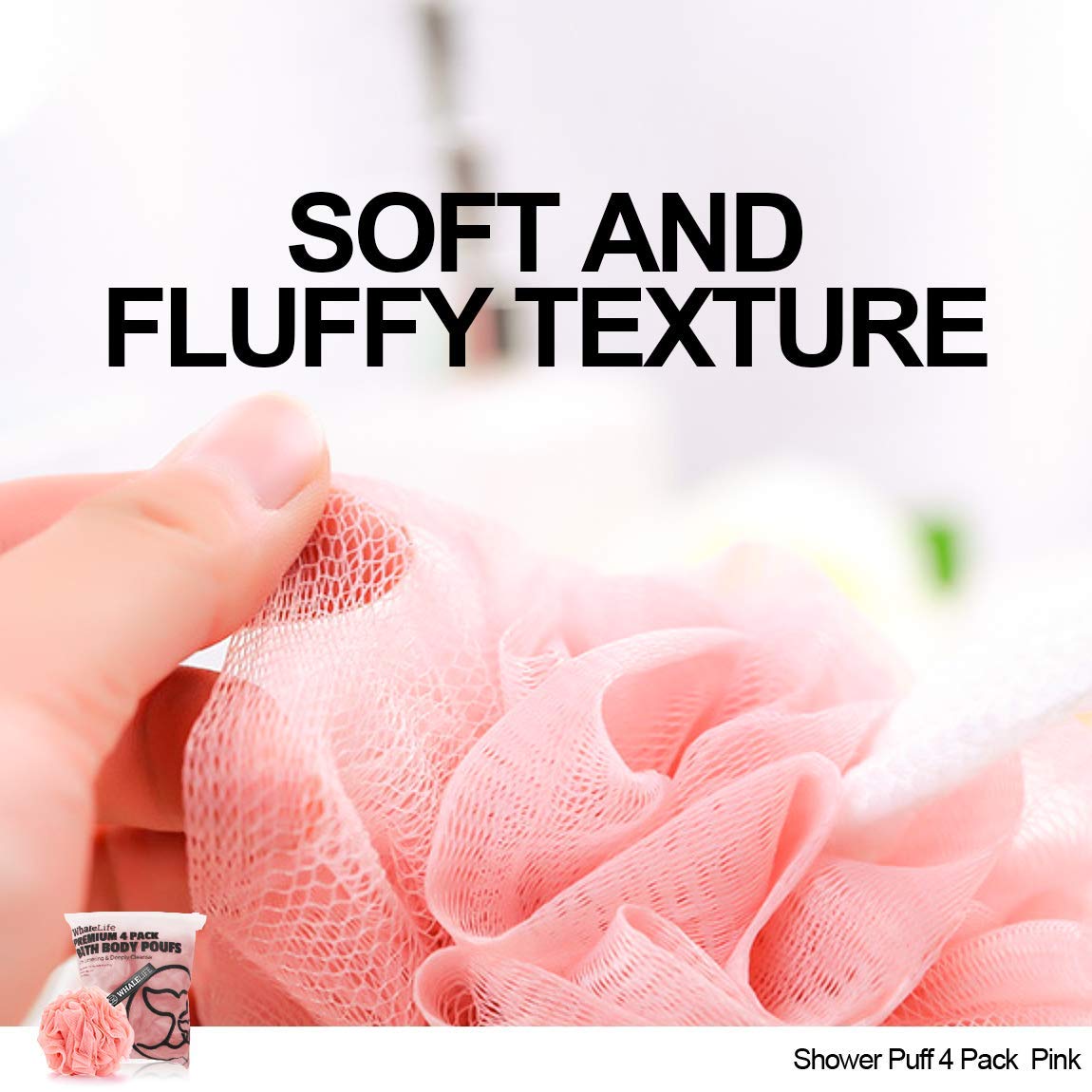 Loofah Sponge Bath Sponge for Women Men 4 Pack (Pink)