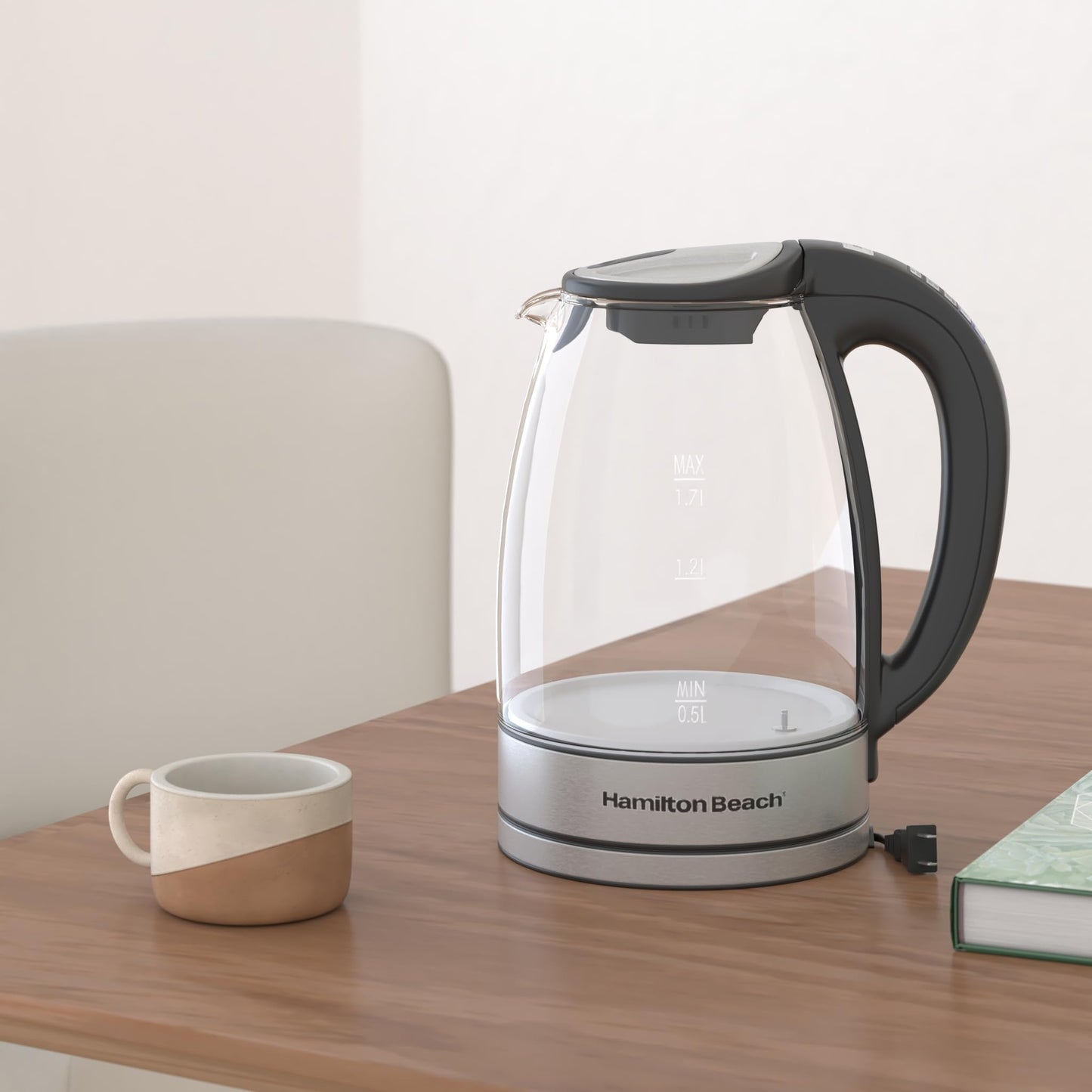 Hamilton Beach Temperature Control Glass Electric Tea Kettle, Water Boiler & Heater, 1.7L, Cordless, LED Indicator, Keep Warm, Auto-Shutoff…