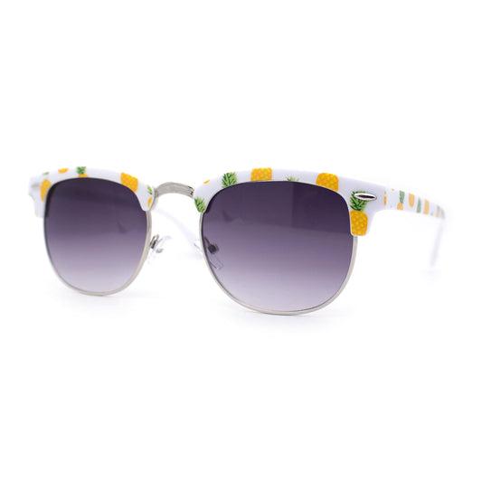 SA106 Womens Cutie Fruit Print Half Horn Rim Sunglasses (Pineapple)