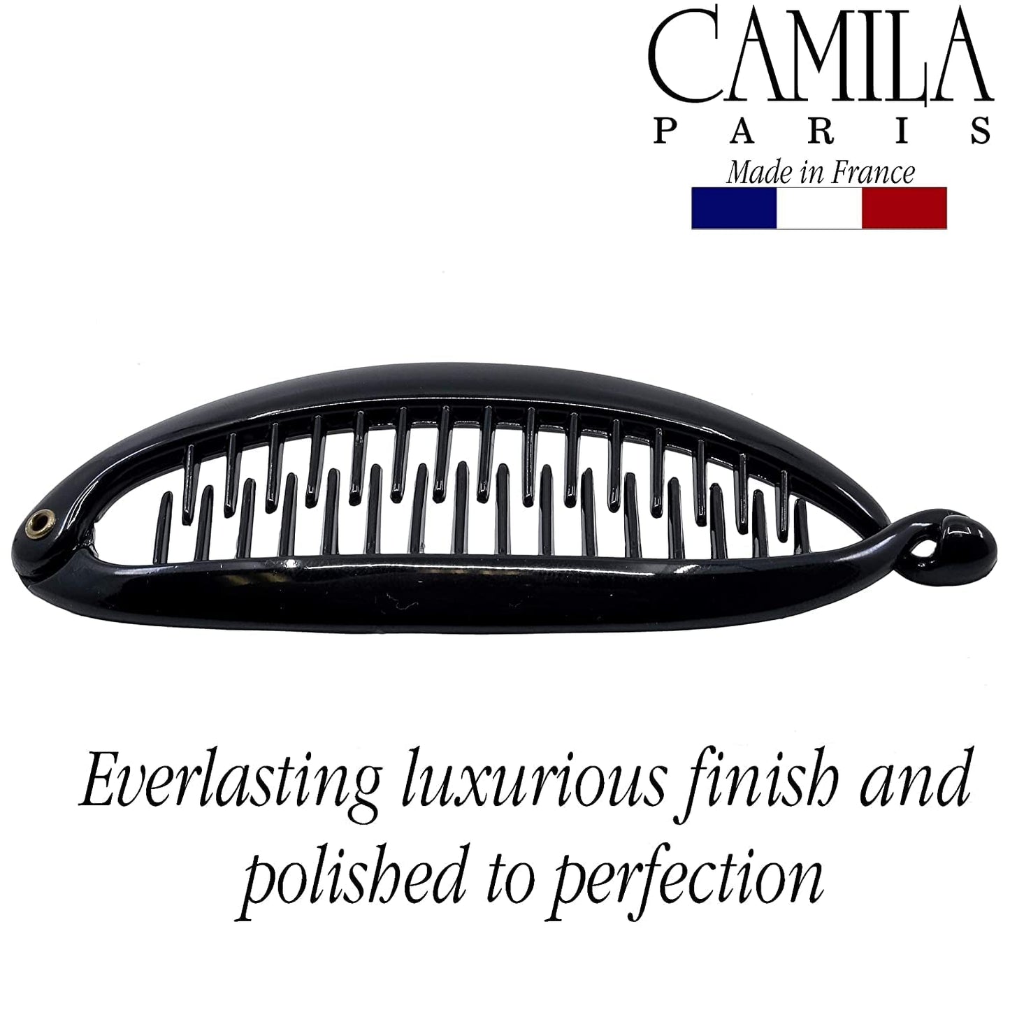 Camila Paris NV138 2 Pack French Extra Small Banana Clip Hair Comb for Fine Hair, Classic Banana Clips Hair for Thin Hair Ponytail Holder Interlocking